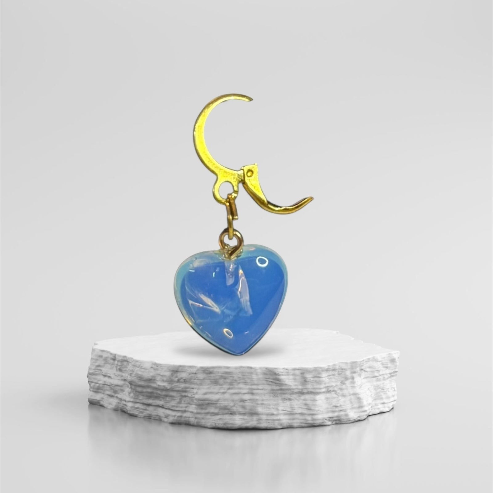 Opalite Heart Drop Pendant with Earring Set