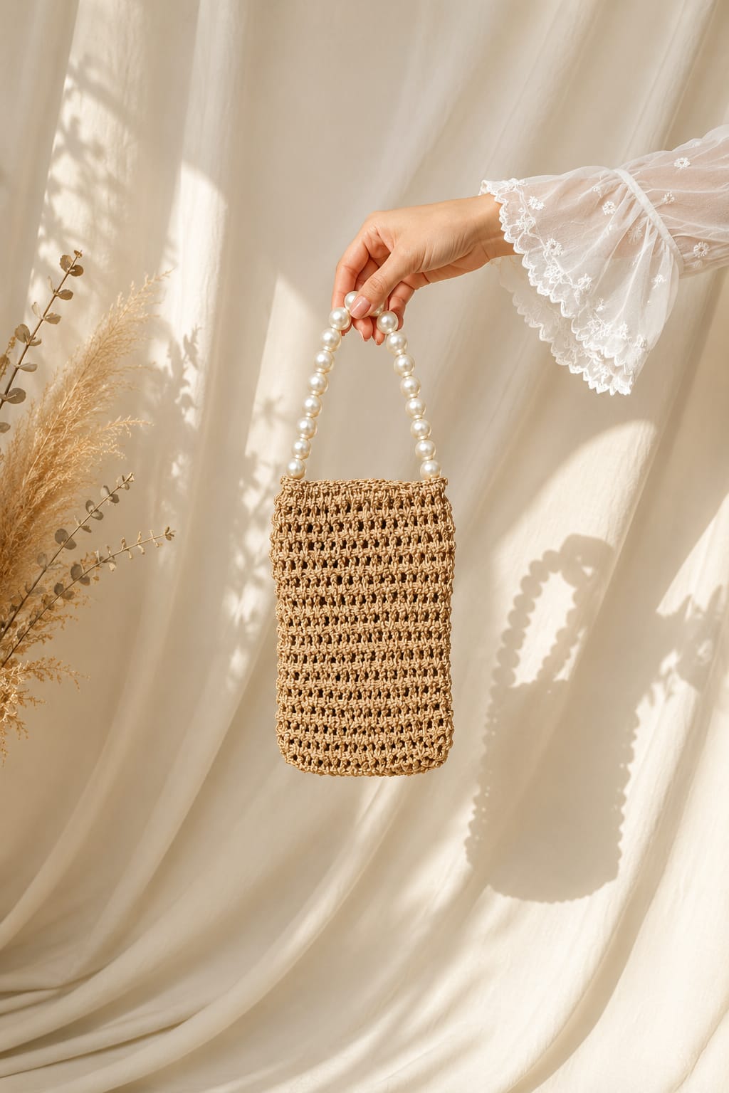 Pearl Handle Crochet Bag